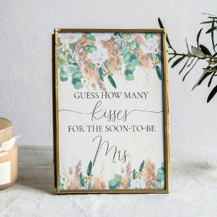 Boho Groene Eucalyptus Pampas Guess Kisses spel Poster