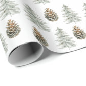 Boho Groene Kerstbomen Pine Cones Cadeaupapier (Rol Hoek)