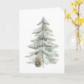 Boho Groene Kerstbomen Pine Cones Kaart (Gele Bloem)