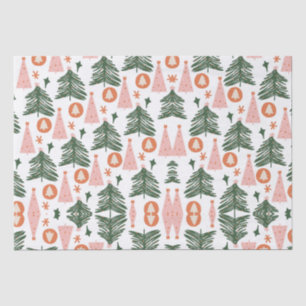 Boho groene roze oranje rustieke kerstbomen  tissuepapier