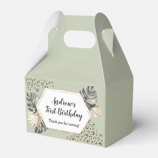 Boho Groene Sage Wild Een Verjaardagsfeest Bedankdoosjes (Voorkant Zijde)