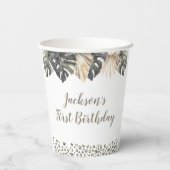 Boho Groene Sage Wild Een Verjaardagspapier Cup Papieren Bekers (Achterkant)