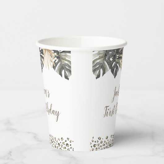Boho Groene Sage Wild Een Verjaardagspapier Cup Papieren Bekers (Links)
