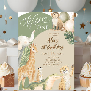 Boho Groenery Safari Wild One Verjaardag Kaart