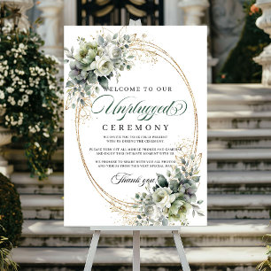 Boho Groenery Uitgeschakelde Ceremonie Bord Poster