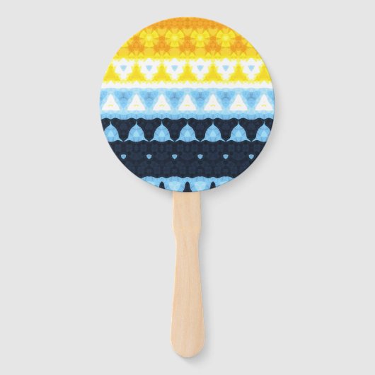 Boho Groovy Geometrisch Abstract AroAce Pride Flag Handwaaier (Voorkant)