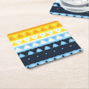 Boho Groovy Geometrische Abstracte AroAce Pride Vl Vierkante Kartonnen Onderzetter
