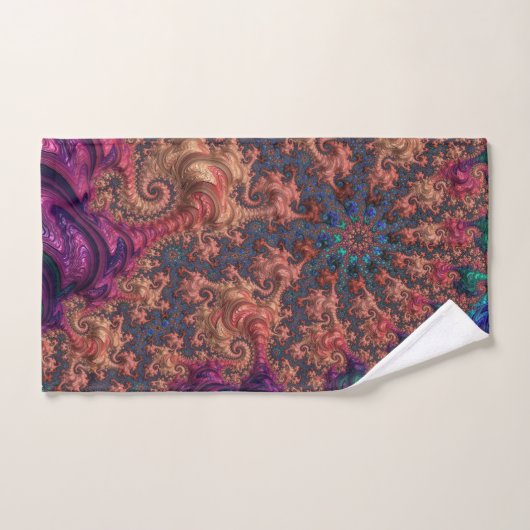 Boho Groovy Kleurrijke Jewel Tone Abstract Fractal Bad Handdoek (Handdoek)