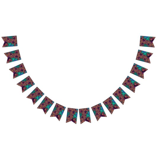 Boho Groovy Kleurrijke Jewel Tone Abstract Fractal Vlaggetjes (Alle)