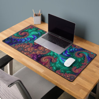Boho Groovy Kleurrijke Juweeltoon Abstract Fractal Bureaumat