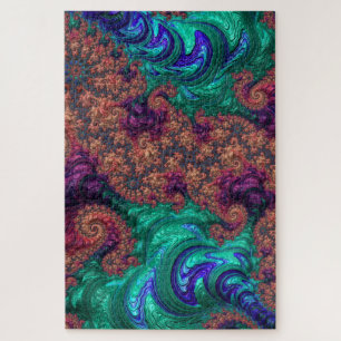 Boho Groovy Kleurrijke Juweeltoon Abstract Fractal Legpuzzel