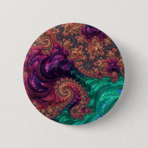 Boho Groovy Kleurrijke Juweeltoon Abstract Fractal Ronde Button 5,7 Cm