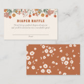 Boho Groovy Meadow Wildflower Luier Raffle Ticket Informatiekaartje (Voorkant / Achterkant)