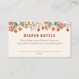 Boho Groovy Weide Wilde Bloem Luier Raffle Ticket Informatiekaartje