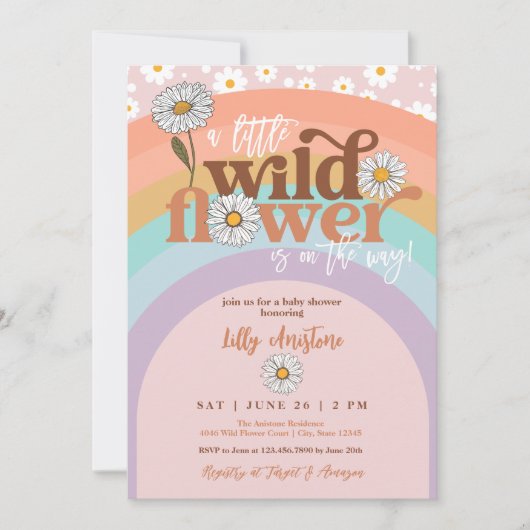 Boho Groovy Wildflower Baby shower Kaart (Voorkant)