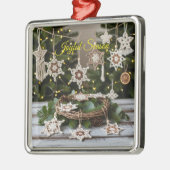 Boho Haak Snowflake Metallic Kerst Ornament (Links)