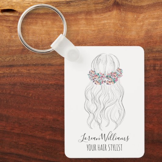 Boho haar Bruidskapsper Boho haarstylist Bloemig R Sleutelhanger (Voorkant)