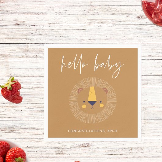 Boho Hallo Baby Lion Shower Gold Servet