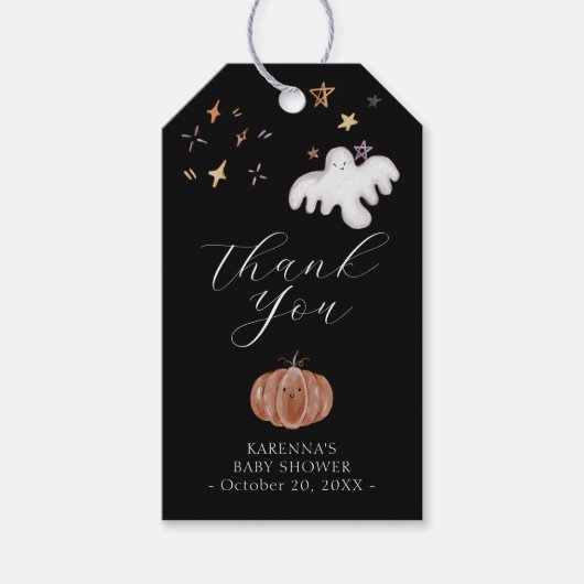 Boho Halloween Baby shower dank u Cadeaulabel (Voorkant)