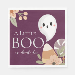 Boho Halloween Baby shower Little Boo Ghost Plum Servet