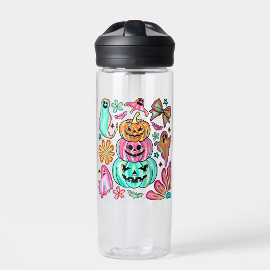 Boho Halloween Pumpkin Ghost Waterfles (Voorkant)