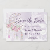 Boho Handfasting Moon Phase Drocatcher Save The Date (Voorkant)