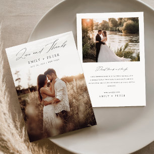 Boho handgeschreven script bruiloft 2-foto bedankkaart