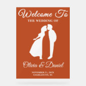 Boho Handgeschreven Script Fall Wedding Welkom Acryl Bord (Voorkant)