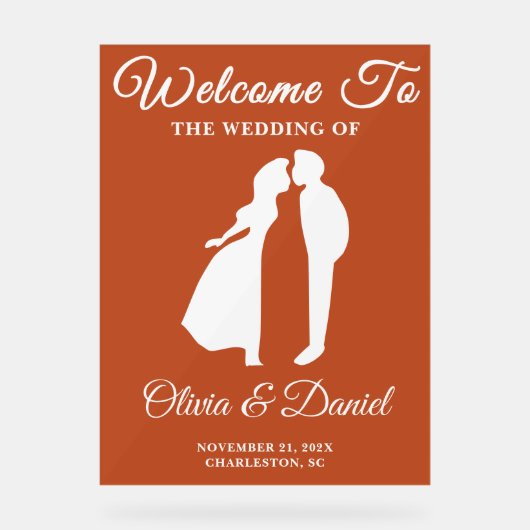 Boho Handgeschreven Script Fall Wedding Welkom Acryl Bord (Voorkant)