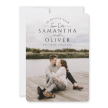 Boho Handwritten Photo Save the Date Card