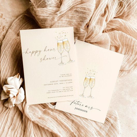 Boho Happy Hour Vrijgezellenfeest Invite Kaart