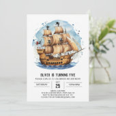 Boho Happy Sails Pirate Verjaardag Kaart (Staand voorkant)
