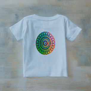 Boho Hart met regenboogkleuren Mandala Baby T-shir