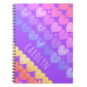 Boho hart patroon, gepersonaliseerd met jouw naam notitieboek