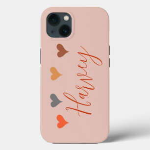 Boho harten met naam op maat iPhone 13 hoesje