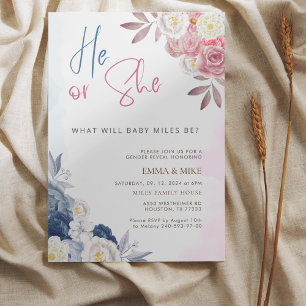 Boho He Ou She Gender Reveillez Invitation