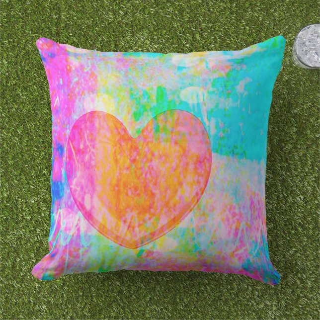 Boho Heart Collage Buitenkussen (Gras)