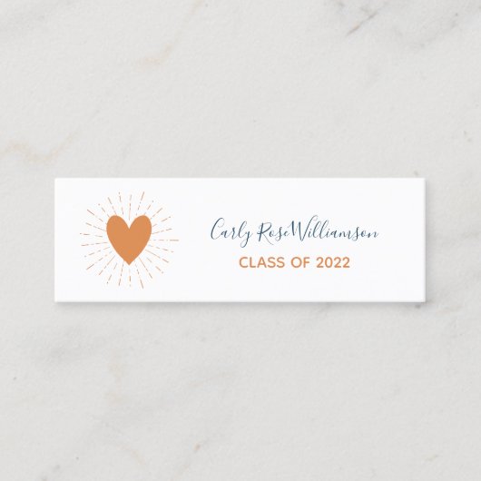 Boho Heart Cute Girly Graduation Nom Carte d'appel (Devant)