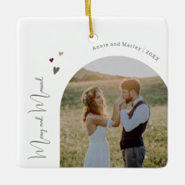 Boho Hearts Arch vrolijk en getrouwd met Kerstmis Keramisch Ornament