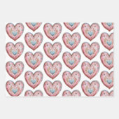 Boho Hearts & Bird Wrapping Paper Set van 3 (Voorkant)
