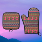 Boho Heat Guard Set – Tribal Oven Mitt & Pot Houde