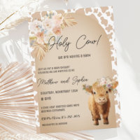 Boho Heilige Koe Hoogland Koe Baby shower Uitnodig