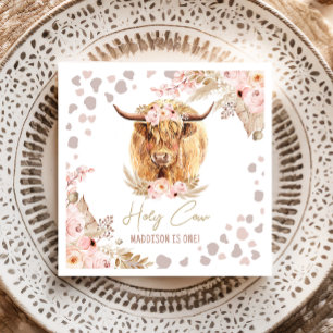 Boho Heilige Koe Hoogland Pampas 1e verjaardag Servet