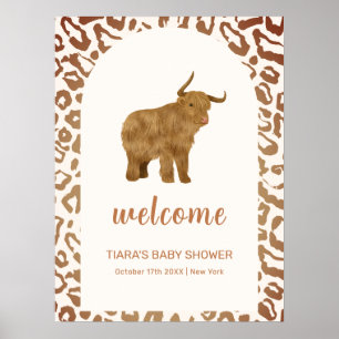 Boho Heilige Koe Westerse Baby Shower Welkom  Poster