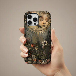Boho Hemel Zon Maan Bloementuin iPhone 16 Pro Max Hoesje