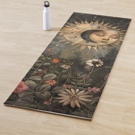 Boho Hemel Zon Maan Bloementuin Yogamat (In situ)