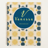Boho Hemel Zon Maan Monogram Script Planner (Voorkant)