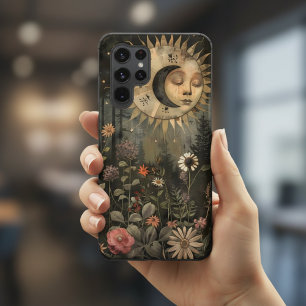 Boho Hemel Zon Maan Wilde Bloementuin Samsung Galaxy Hoesje