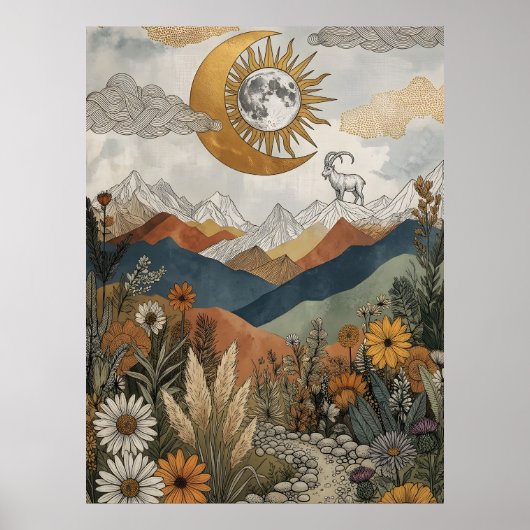 Boho Hemelgeit Eclipsmaan Poster (Voorkant)
