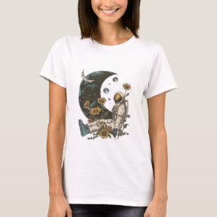 Boho Hemellichamen Maan Ruimtevaarder in de Ruimte T-shirt